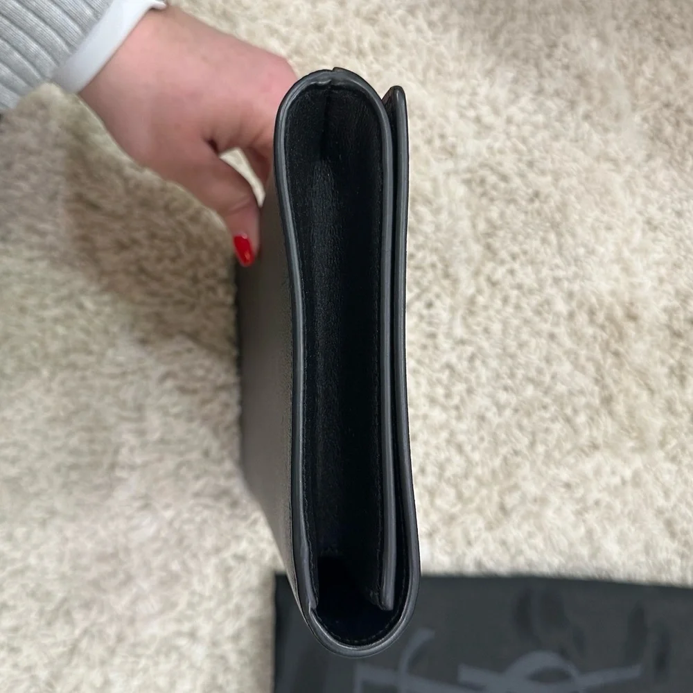 Yves Saint Laurent YSL Black on Black Clutch with Dust Bag